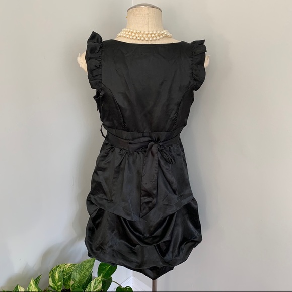 Black Satin Bubble Hem Dress (S/M) - Picture 5 of 7